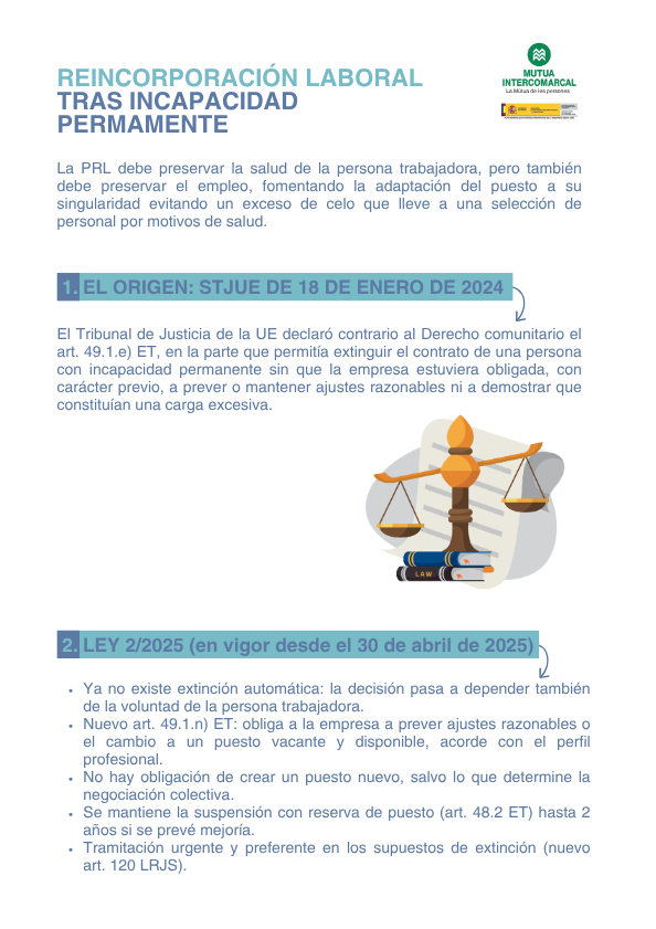 Reincorporaci� laboral tras incapacitat permanent